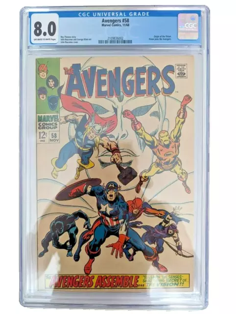 🔴The Avengers#58🔴 1968 Marvel Silver Age. 😲Origin of The Vision CGC 8.0😲