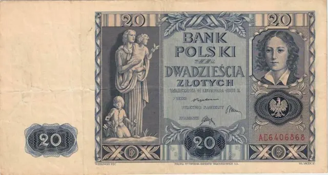 Q2555 Banknote Poland 20 Zloty 1936 -> Make Offer