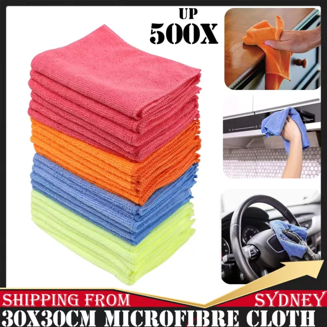 UP 500X Microfibre Cloth Rag Bulk Car Kitchen Glass Cleaning Towel Washing Towel