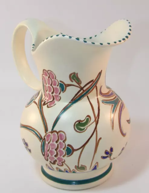 Honiton Pottery Devon 1 1/4 Pint Hand Painted  Floral Pitcher Jug  1980s VGC