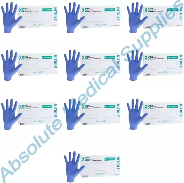 *2,000-Gloves* Ansell Micro-Touch PF Nitrile Medical Examination X-Small 6034300