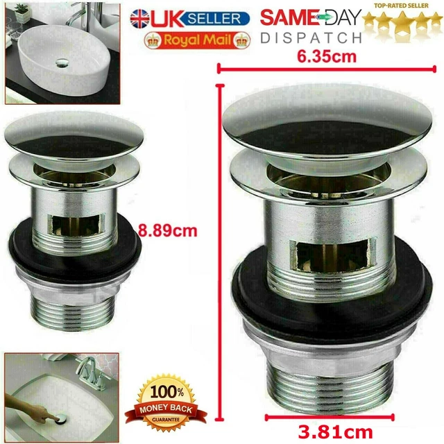 BATHROOM BASIN POP Up Waste Sink Push Button Click Clack Chrome Plug