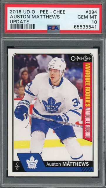 Auston Matthews 2016 Upper Deck O-Pee-Chee Update Rookie Card #694 Graded PSA 10