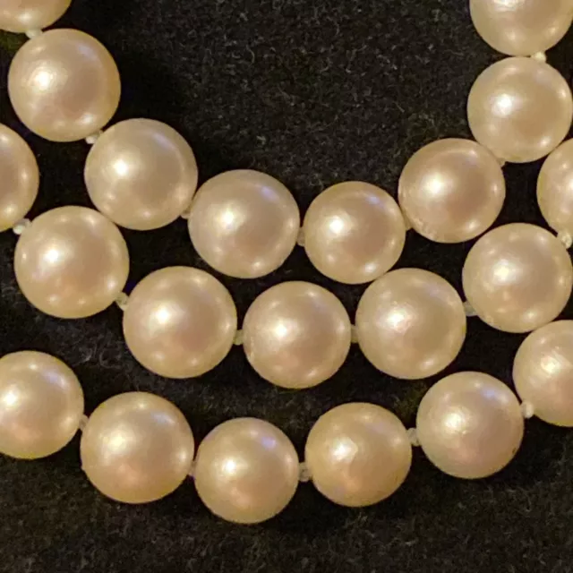 choker Akoya Japanese Pearl 15” Necklace 6mm cream  14k White gold Vintage