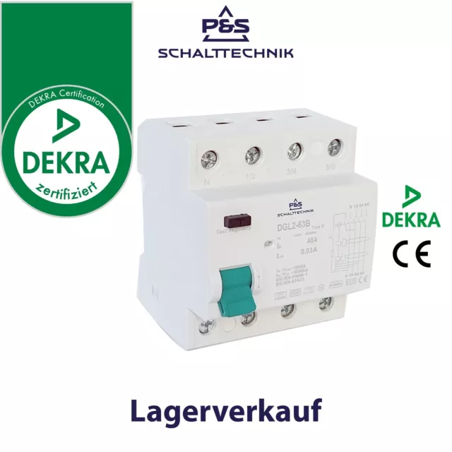 FI Typ B FI Fehlerstromschutzschalter RCD Typ B Allstromsensitiv 2P - 4P DEKRA