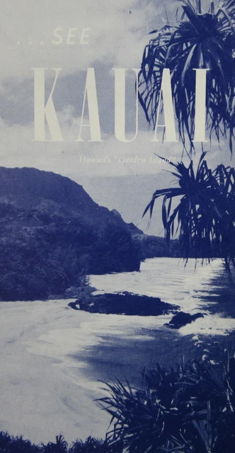 VINTAGE HAWAII TRAVEL Brochure Kauai Map The Garden Island Songs ...