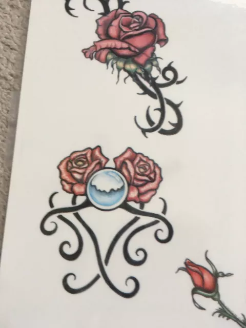 Tattoo Flash Single Sheet Print Flowers Roses Tribal Band Angel 11 "X 14" 3