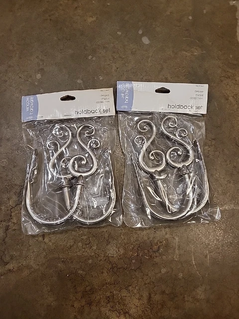 2 HOME Window Hardware HOLDBACK SETS (2 Piece per set)w/ Hardware SILVER