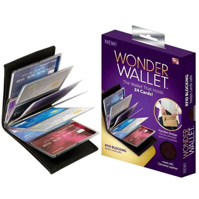 Wonder Slim RFID Blocking Leather Wallet Credit Card Holder As Seen on TV Purses