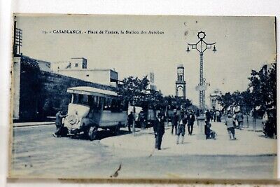 Morocco Casablanca Place of France Bus CPA Postcard 8642