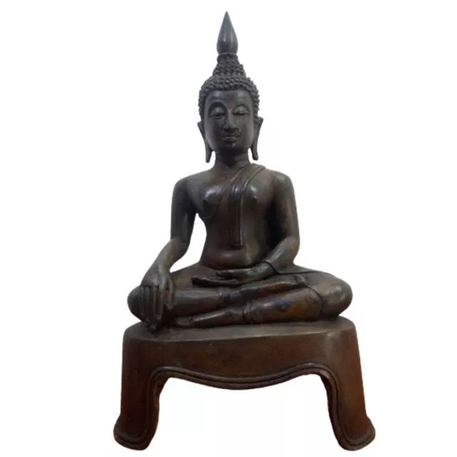10 Inch Thai Buddha Phra Kamphaeng Sukhothai Style Luck Worship Protected RARE