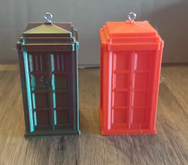 Doctor Who  Christmas Tree Ornaments 2 Tardis Brand New 3d Printed