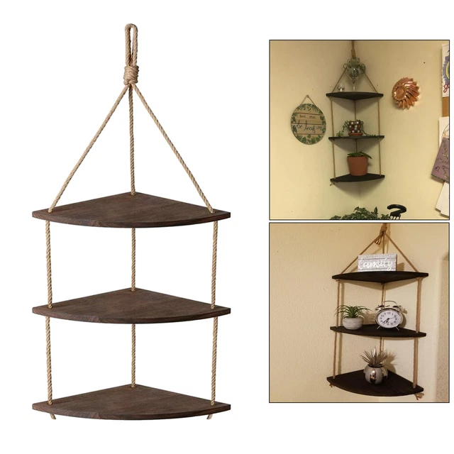 2 étagères D’angle En Bambou – 25x25 Cm – Montage Mural, Support 25 Kg – Pour Salon, Salle De Bain, Cuisine – Rangement Et Décoration