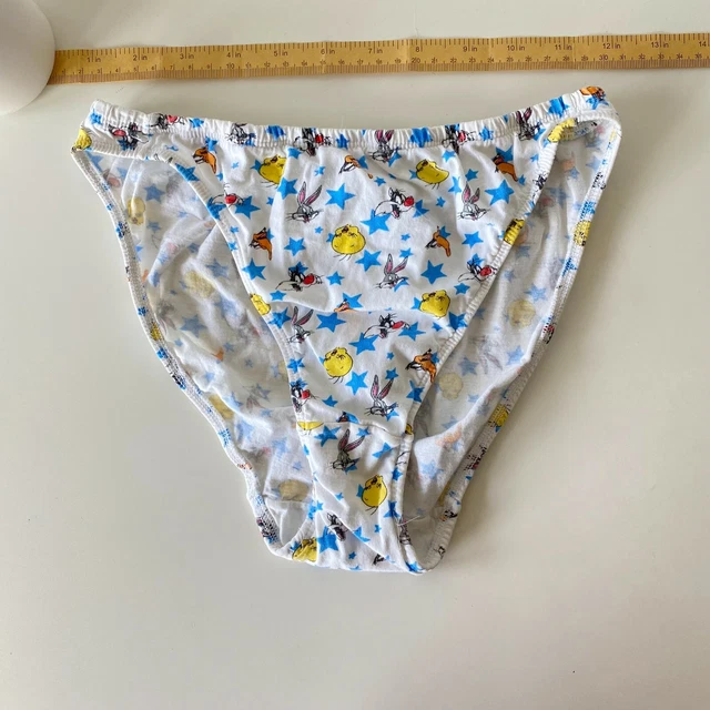 VTG LOONEY TUNES Cotton Hi cut Bikini Panties Size small Tweety Bugs