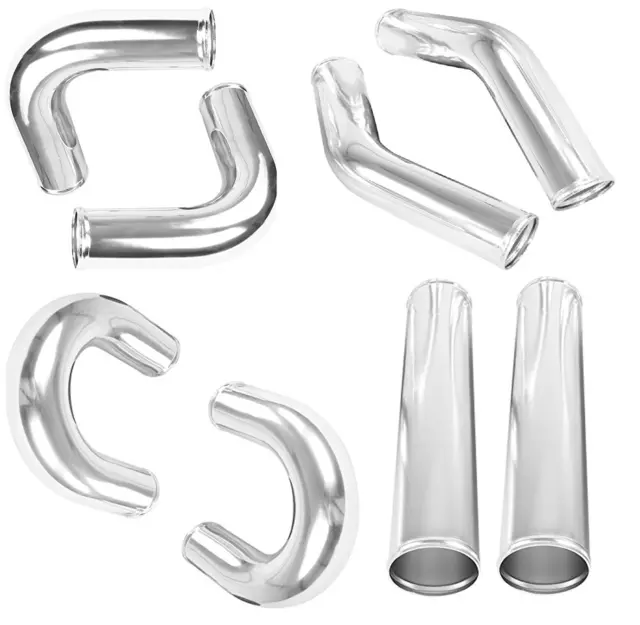 Universal Polished Alloy Elbow Aluminum Bend Metal Intake Intercooler Pipe 90 45