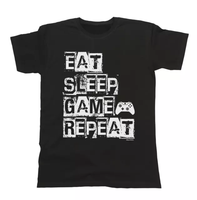 T-shirt in cotone biologico Eat Sleep Game Repeat ragazzi ragazze bambini unisex videogiocatore