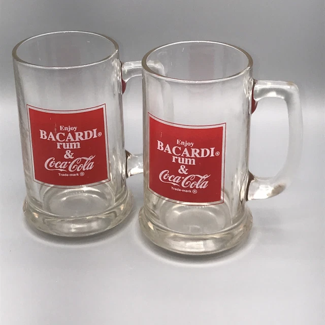 COCA COLA LICENSED 4 PC Vintage 1978 BARCARDI RUM and COKE Glass Mug