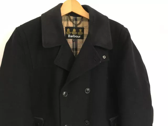 Barbour Mens M Medium 38-40 Short Black Double Breasted Wool Coat  Blazer 2