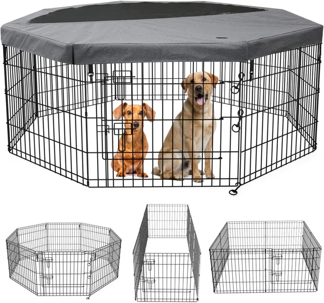 Foldable Metal Dog Exercise Pen/Pet Puppy Playpen Kennels Yard Fence Indoor/Outd