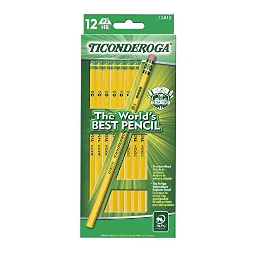 Wood-Cased Pencils, Unsharpened, 2 HB Soft, Yellow, 12 Count
