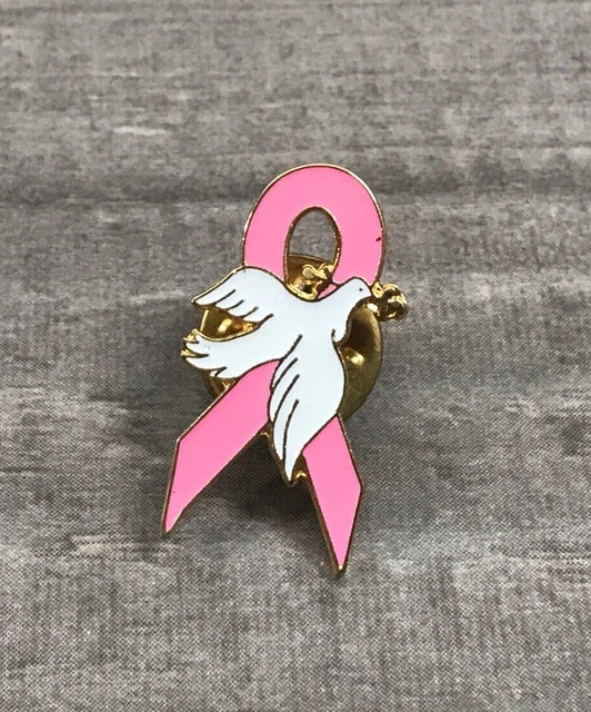 Pink Ribbon White Dove Breast Cancer Awareness Lapel Hat Jacket Backpack Bag Pin