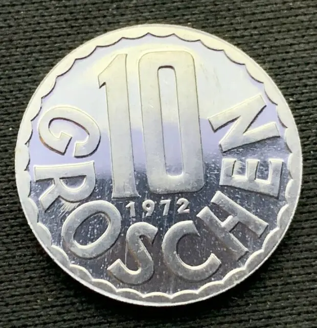 1972 Austria 10 Groschen Coin PROOF  ( Mintage 81K )  Rare World Coin     #N81 2