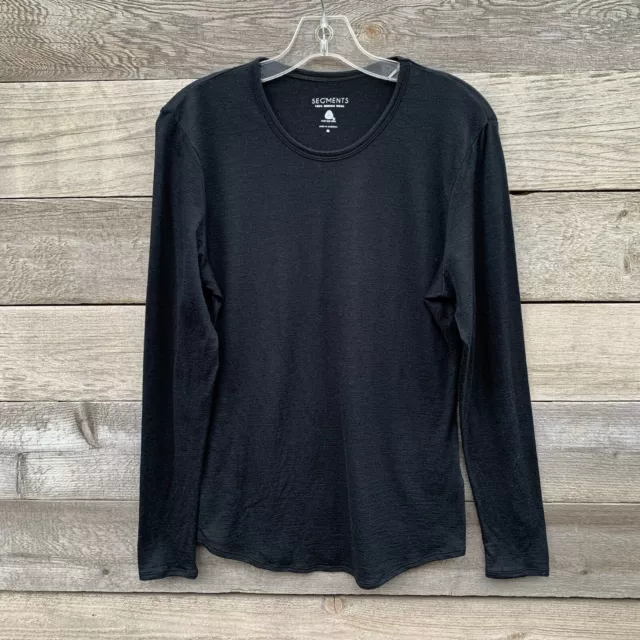 Segments Tee Womens M Merino Wool Base Layer Long Sleeve Crew Top TShirt Black