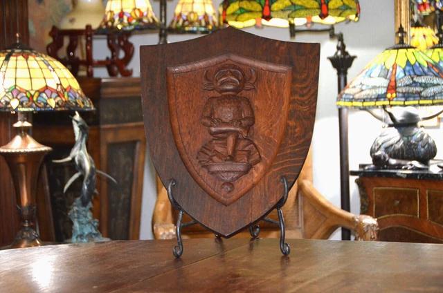 Antique 1800's Lincoln Cathedral Hand Carved Lincoln Imp Wooden Plaque