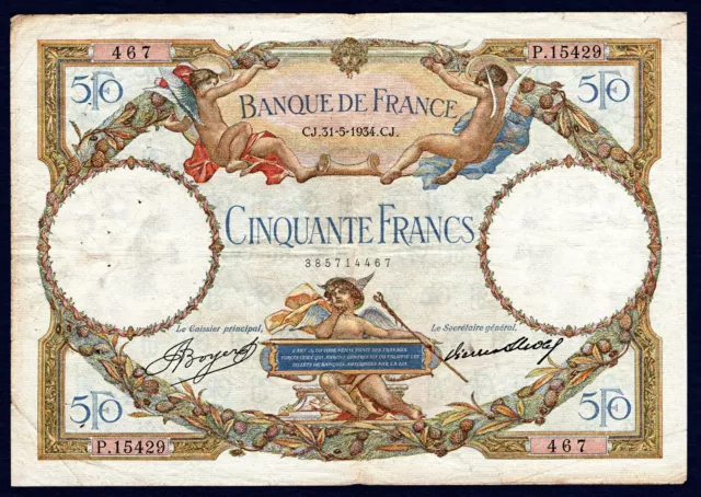 Billet 50 Francs (Luc Olivier Merson) 31-5-1934. France