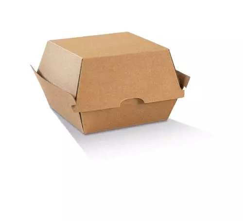 200pcs High Burger Box Disposable Brown Corrugated Kraft Plain 113x111x100 mm