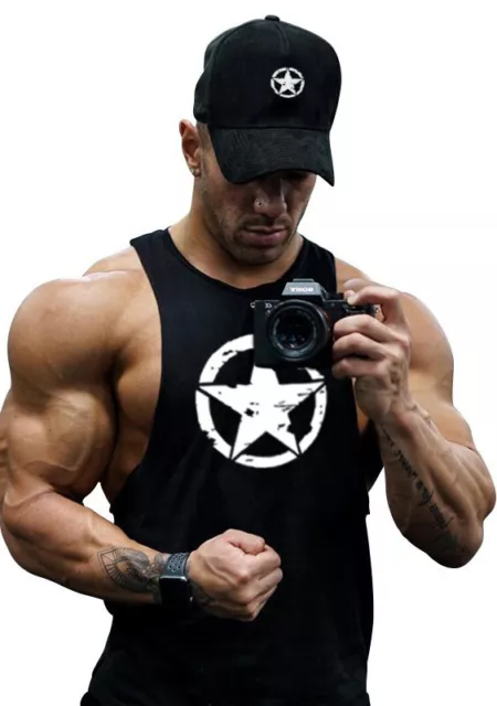 MEN'S WORKOUT GYM Tank Tops Muscle Tee Bodybuilding Fitness Sleeveless ...