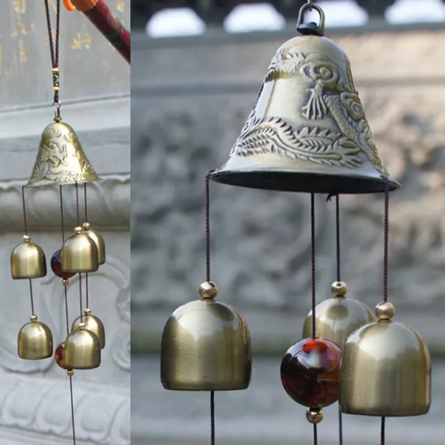 Retrò Cinese Carillon di Vento Campane Rame 6xBells Esterno Hof Giardino Decoro