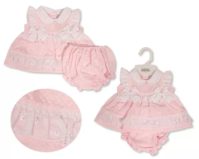 BNWT Piccolo Baby Prematuro Ragazze a Pois Bianco Rosa Abito 1.4-2.3kg 2.3-3.6kg