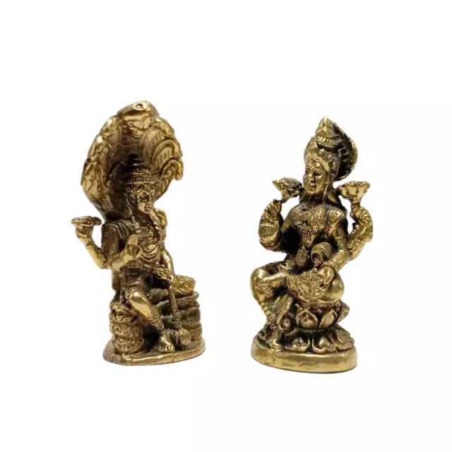 Lakshmi Maa Goddess Lord Vishnu Statue Brass Hindu Deity of Wealth and Love