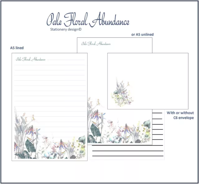 Pale Floral Abundance - A5 Letter Writing Paper Stationary Sets