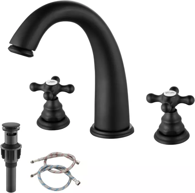 Bathroom Faucets for Sink 3 Hole 2 Handles Bathroom Sink Widespread Faucet with