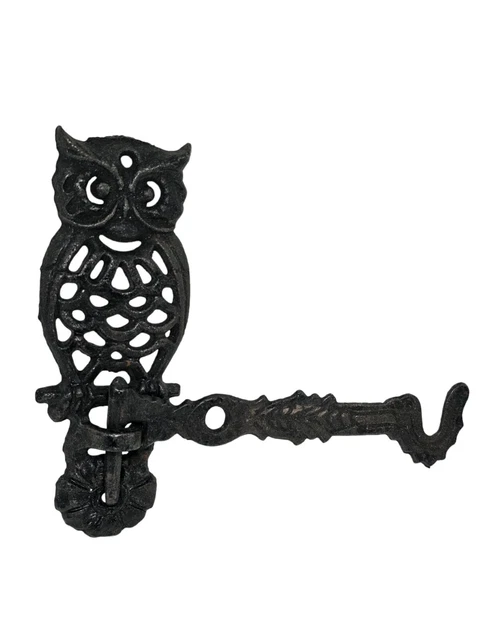 Vintage Cast Iron Owl Wall Bracket Basket Flowers Plants Hook Old Tools EUC