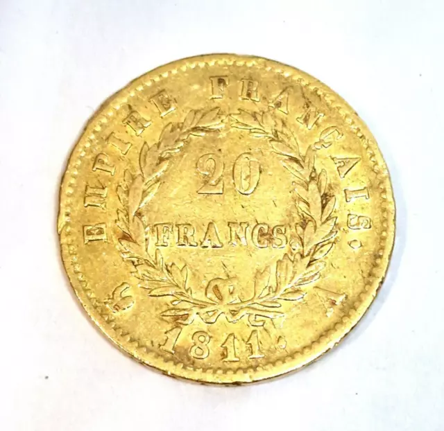 Pièce OR 20 Francs. Napoléon Empereur - 1811 A. TB. French Gold Coin