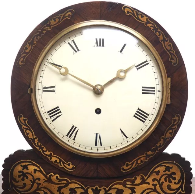 A fine English Regency rosewood fusee mantle clock Inlaid Drumhead Bracket Clock 3