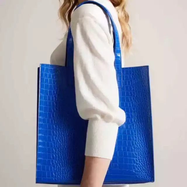 Ted Baker NWT Large Croc Icon Tote Bag bright Blue
