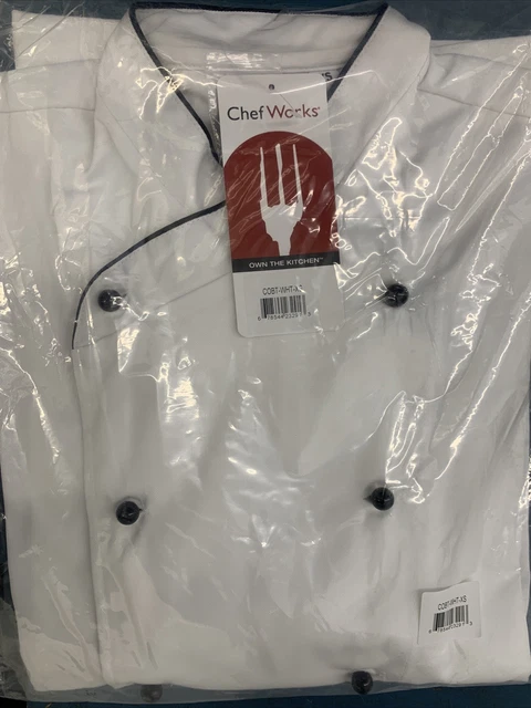 Chef Works Men's Champagne Executive Chef Coat (COBT-WHT-XS) EXTRA SMALL -NEW!!