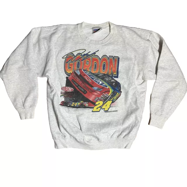 Vtg 1997 Jeff Gordan Nascar Sweatshirt Dupont Racing Gray Mens Size L/XL (B1)