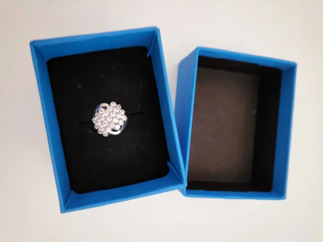 1.5ctw Moissanite FIRE Cluster Engagement Ring New Designer Platinum over Silver
