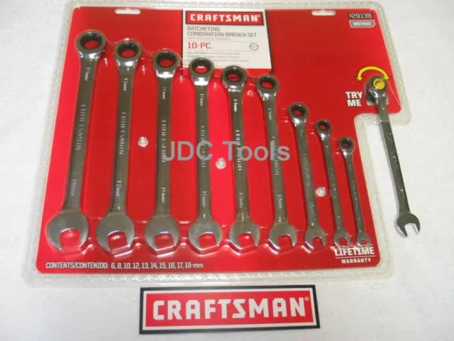 CRAFTSMAN 10pc POLISHED COMBINATION RATCHETING WRENCH SET ALL METRIC 6MM-18MM 20 3