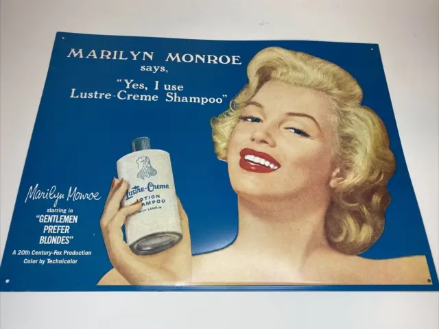 Marilyn Monroe Lustre Creme shampoo Lotion tin metal 12"X16" Sign advertisement