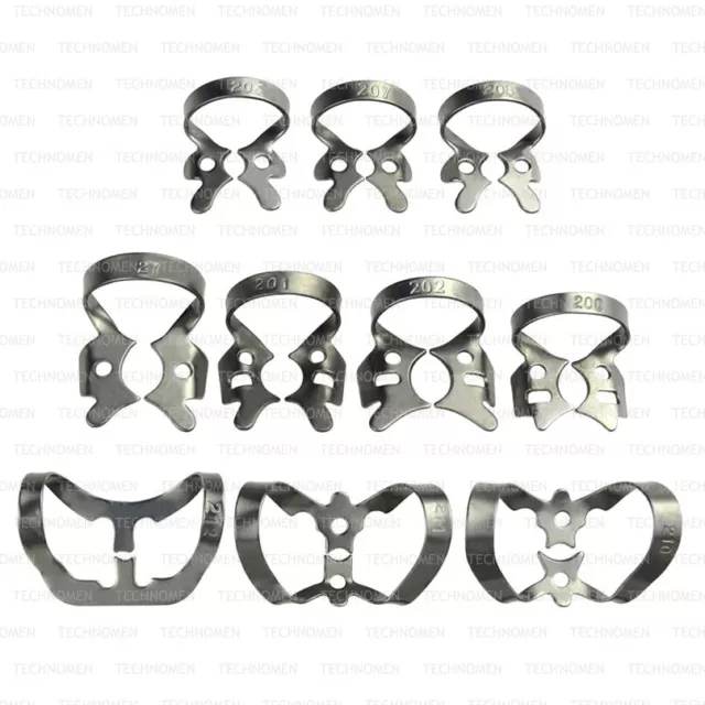 Dental Orthodontic Restoration Restorative Set Of 10 Rubber Dam Clamps Colliers