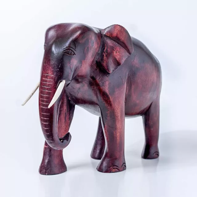 Handmade Wooden Elephant Sculpture Statue Lucky Hand Carved Figurine