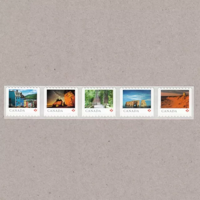 FROM FAR AND WIDE-1 = LARGE Coil strip 5 stamps Great Destinations Canada 2018