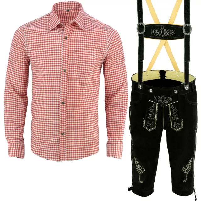 Trachtenset Trachten Set Herren Trachtenlederhose Hemd Trachten Set 46-62 LE2R