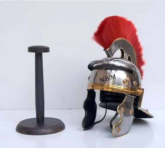 Medieval Roman Centurion Helmet Red Plume Steel Military Soldier Armor Helmet